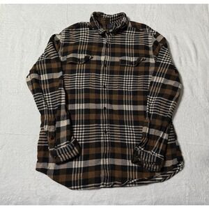 Filson Twill Flannel Shirt Mens 2XL-Long Brown Plaid Heavyweight Outdoor